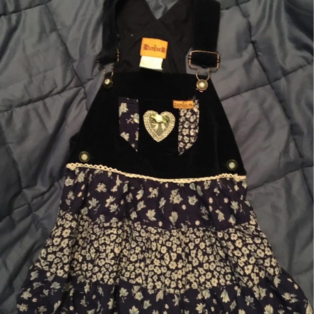 Vintage Bonjour velvet skirt overall dress size 4T